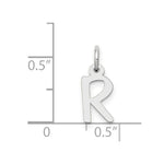 Load image into Gallery viewer, 14K White Gold Small Slanted Block Initial Letter R Charm Pendant
