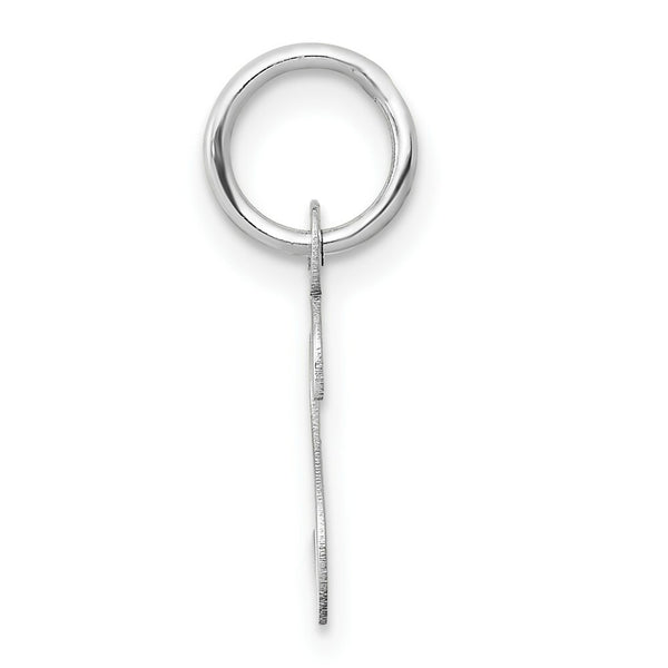 14K White Gold Small Slanted Block Initial Letter S Charm Pendant