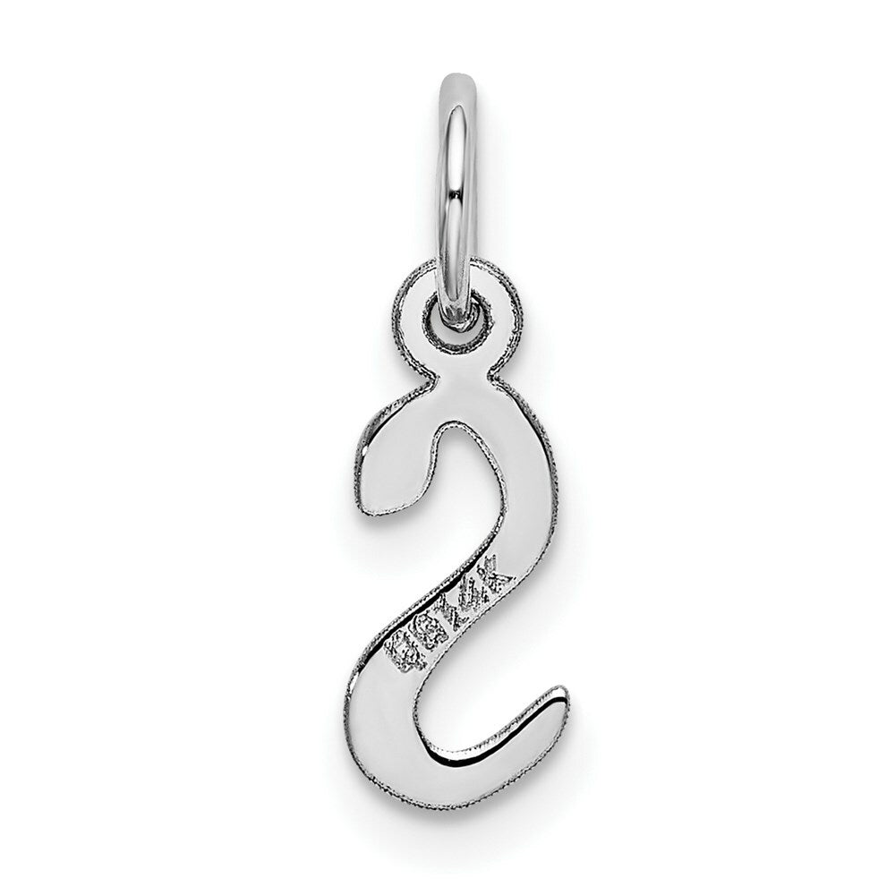 14K White Gold Small Slanted Block Initial Letter S Charm Pendant