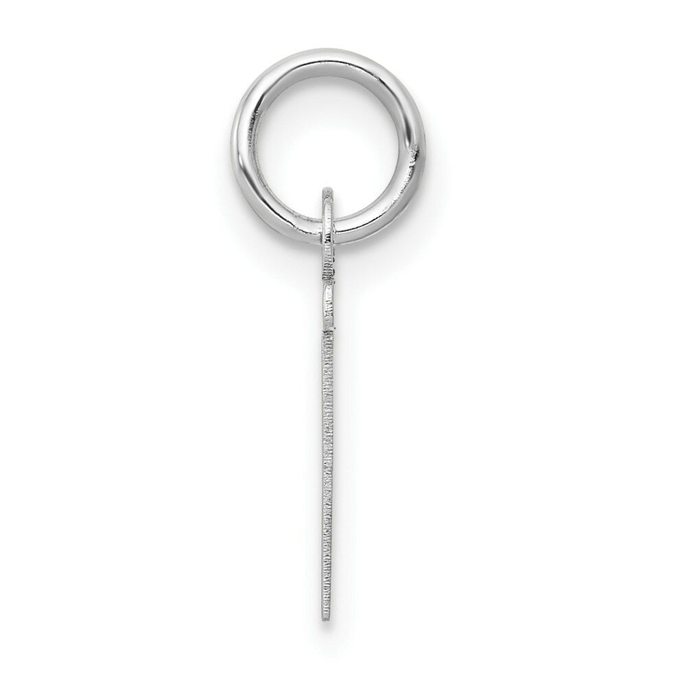 14K White Gold Small Slanted Block Initial Letter T Charm Pendant