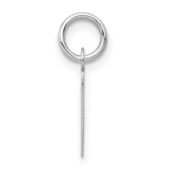 14K White Gold Small Slanted Block Initial Letter T Charm Pendant