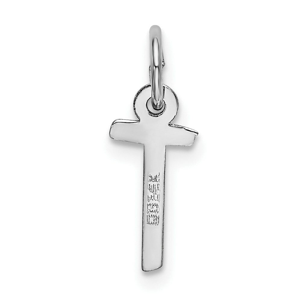 14K White Gold Small Slanted Block Initial Letter T Charm Pendant