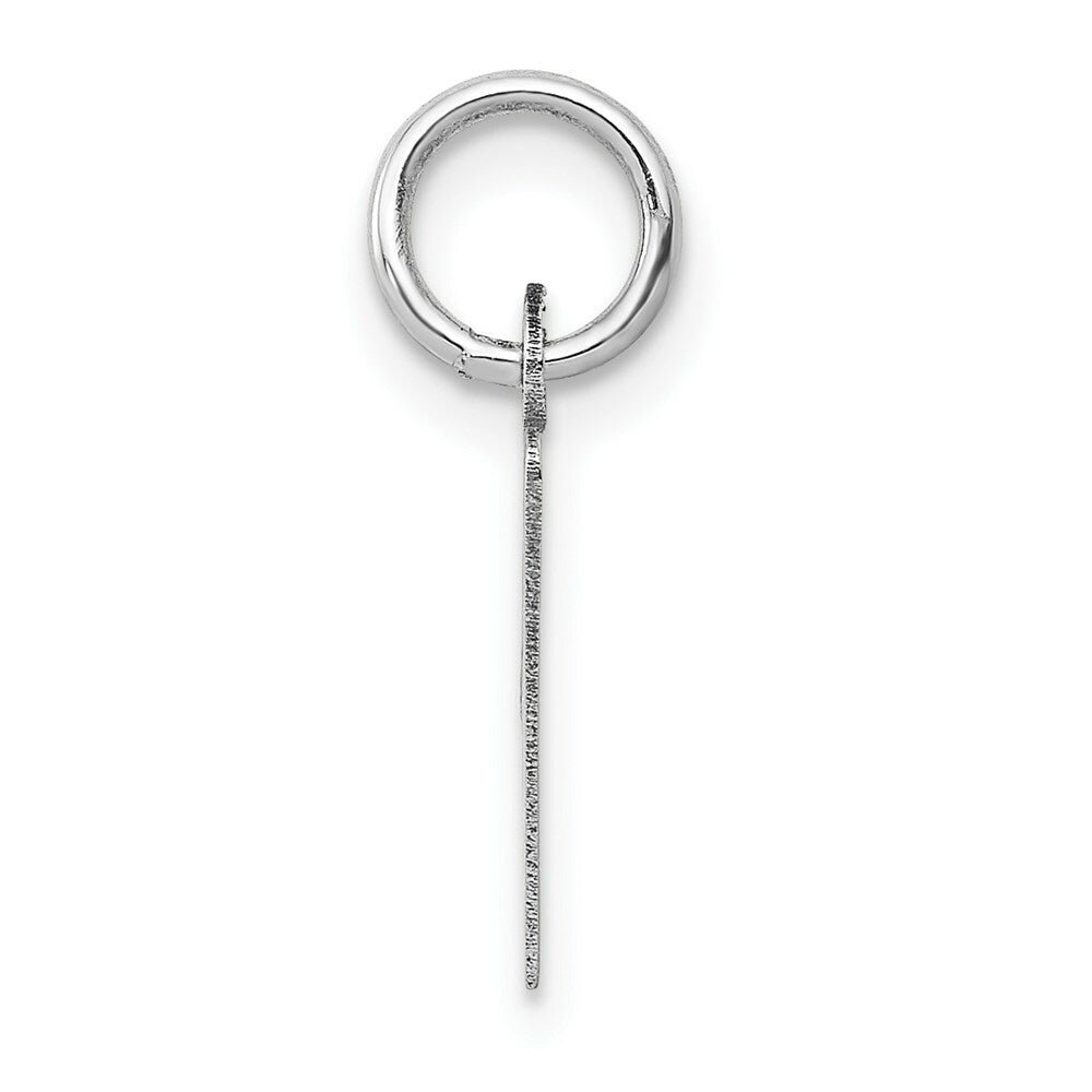 14K White Gold Small Slanted Block Initial Letter V Charm Pendant