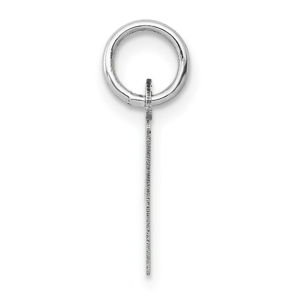 14K White Gold Small Slanted Block Initial Letter V Charm Pendant
