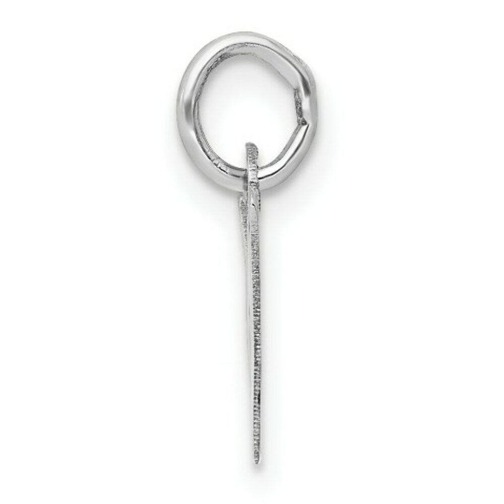 14K White Gold Small Slanted Block Initial Letter W Charm Pendant
