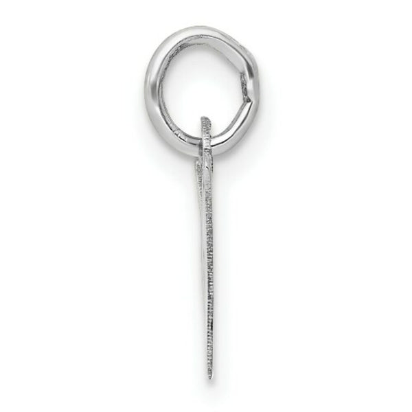 14K White Gold Small Slanted Block Initial Letter W Charm Pendant
