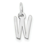 Load image into Gallery viewer, 14K White Gold Small Slanted Block Initial Letter W Charm Pendant
