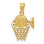Load image into Gallery viewer, 14K Yellow Gold Basketball in the Net Pendant
