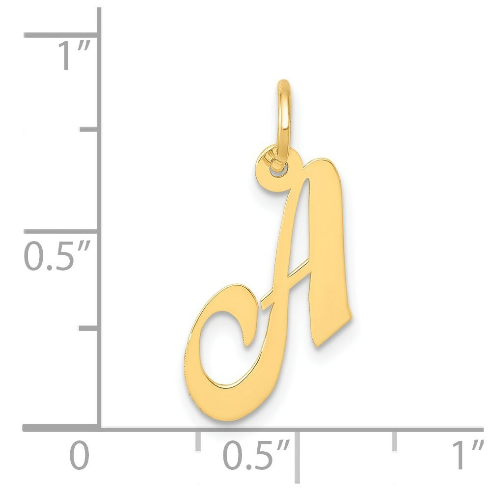 14K Yellow Gold Small Fancy Script Initial Letter A Charm