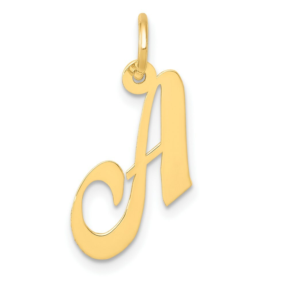 14K Yellow Gold Small Fancy Script Initial Letter A Charm
