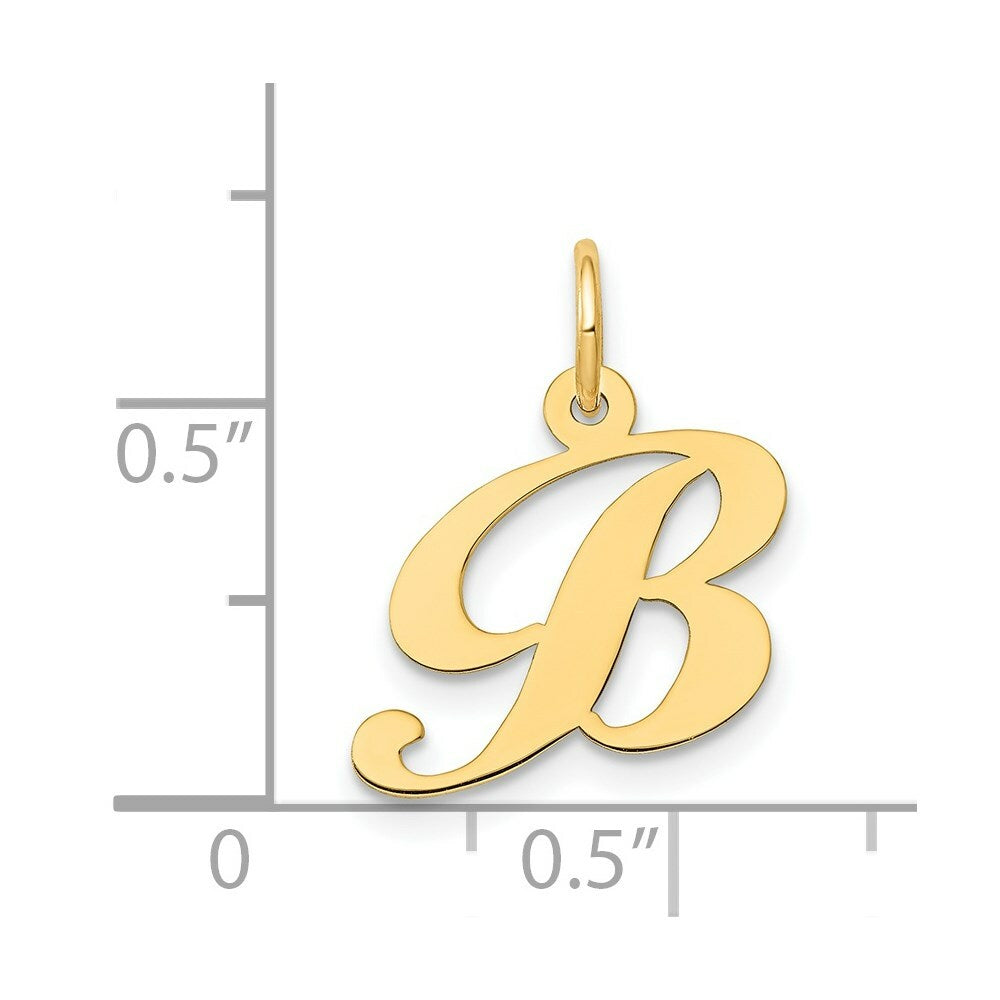 14K Yellow Gold Small Fancy Script Initial Letter B Charm