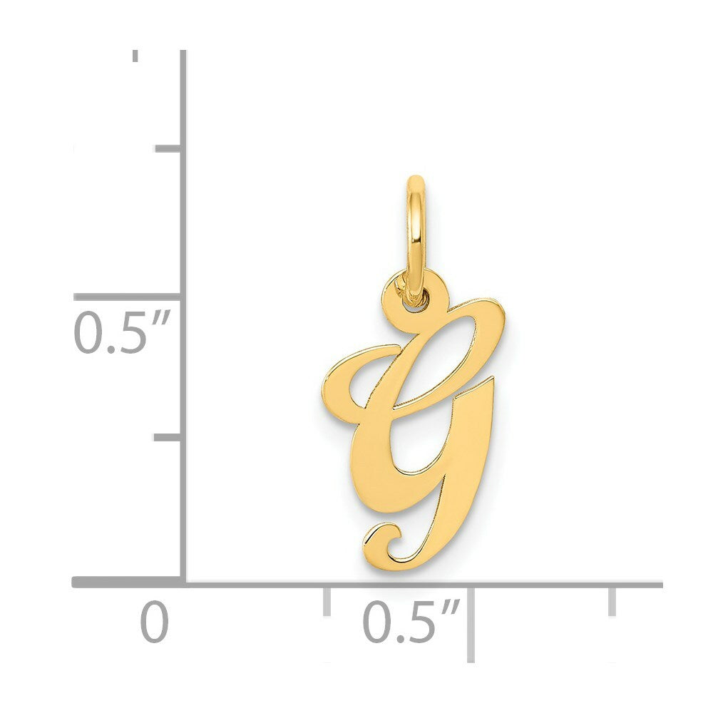 14K Yellow Gold Small Fancy Script Initial Letter G Charm