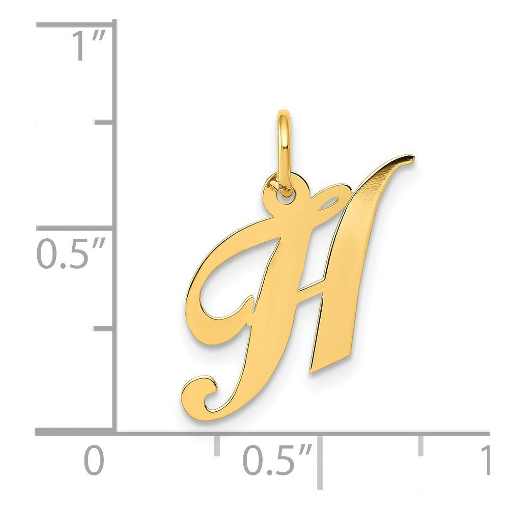 14K Yellow Gold Small Fancy Script Initial Letter H Charm