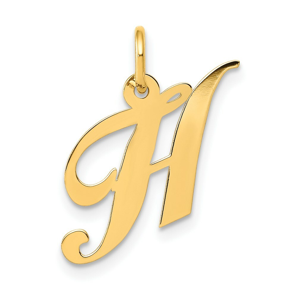 14K Yellow Gold Small Fancy Script Initial Letter H Charm