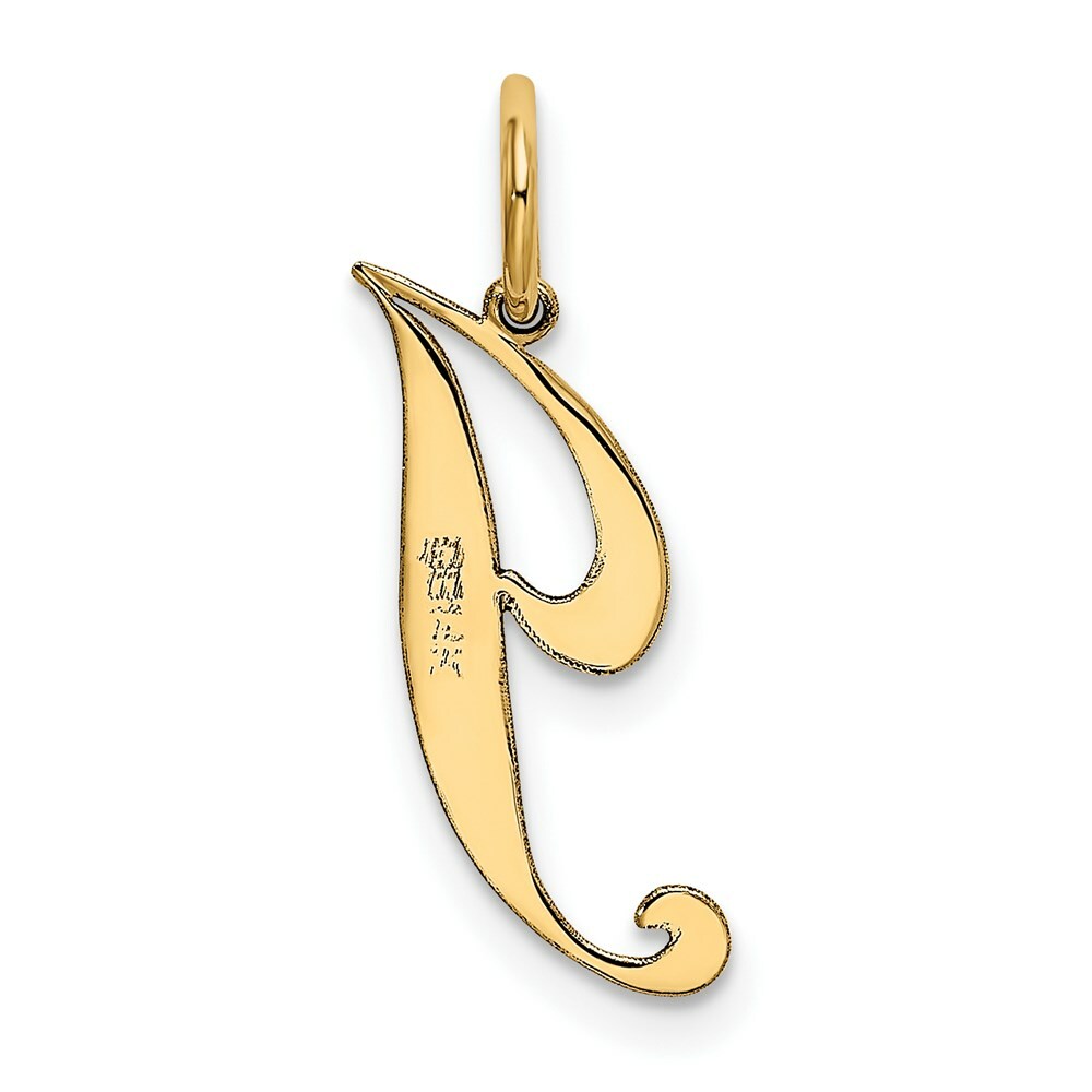 14K Yellow Gold Small Fancy Script Initial Letter J Charm