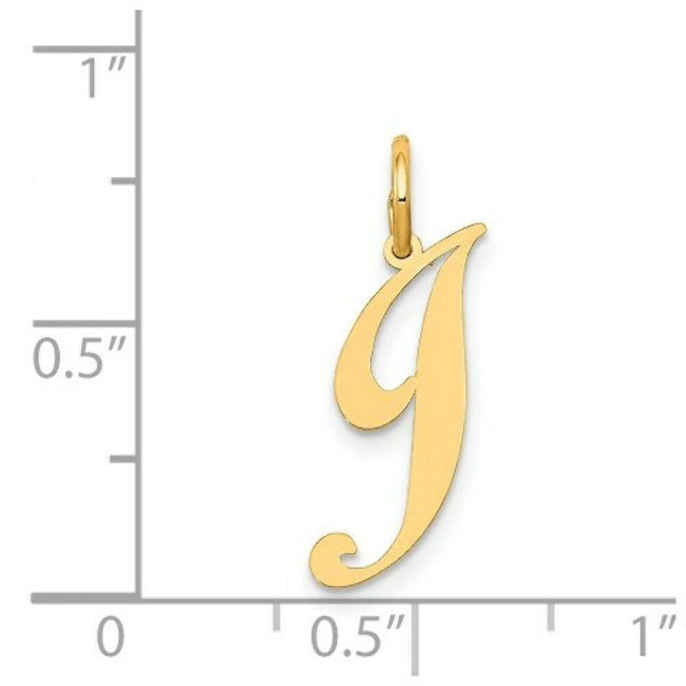 14K Yellow Gold Small Fancy Script Initial Letter J Charm