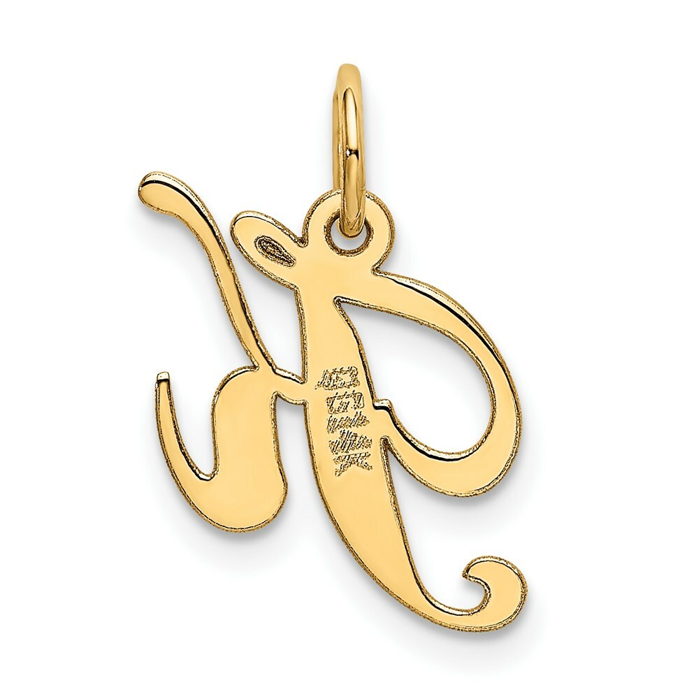 14K Yellow Gold Small Fancy Script Initial Letter K Charm