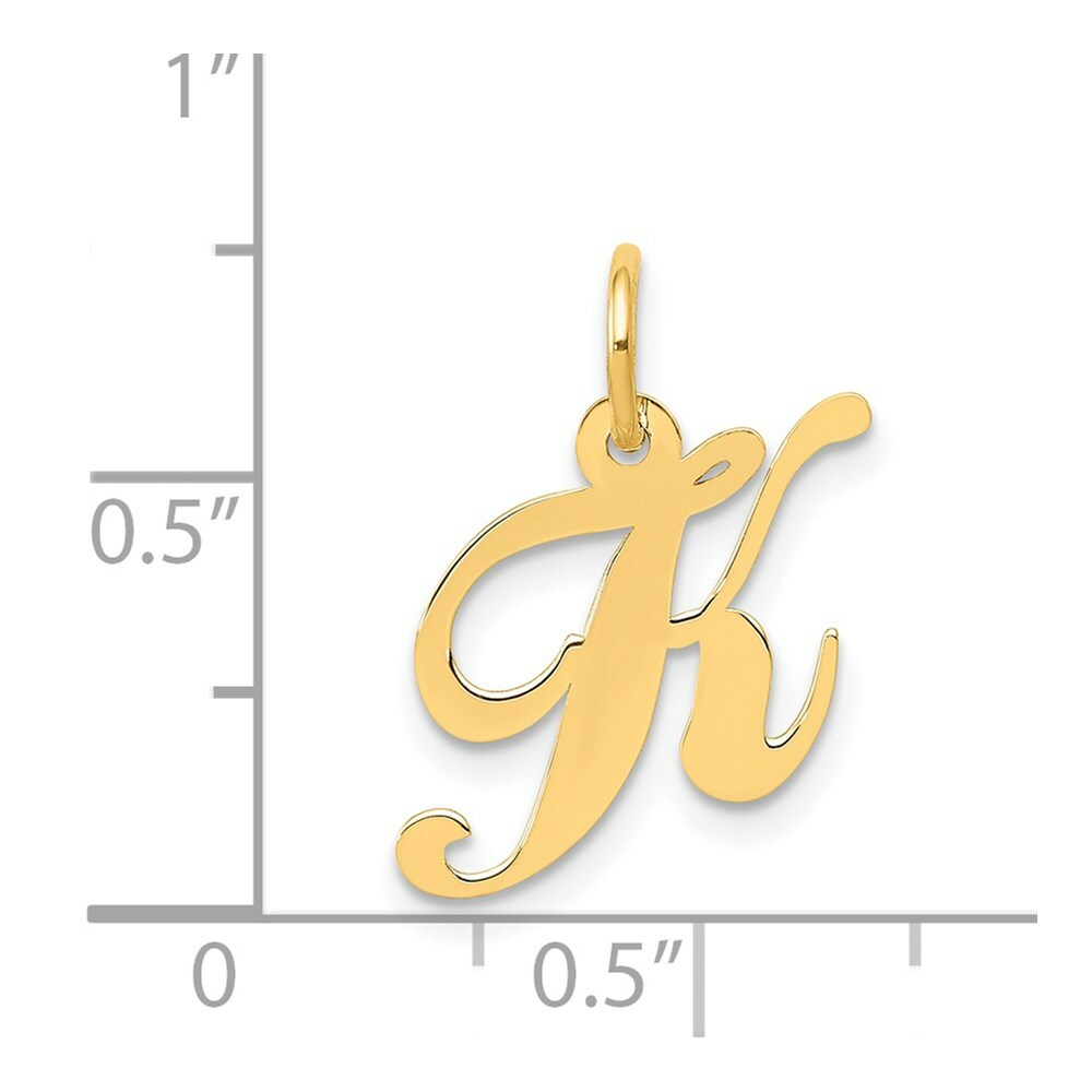 14K Yellow Gold Small Fancy Script Initial Letter K Charm