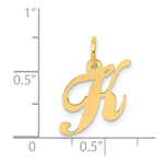 Load image into Gallery viewer, 14K Yellow Gold Small Fancy Script Initial Letter K Charm

