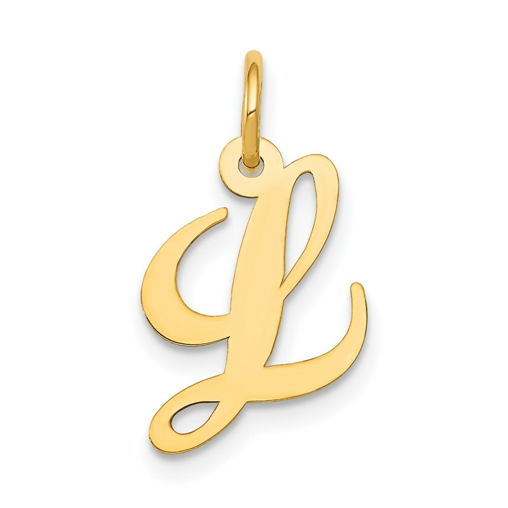 14K Yellow Gold Small Fancy Script Initial Letter L Charm