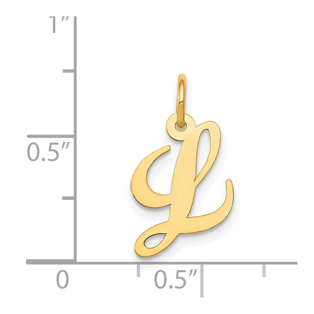14K Yellow Gold Small Fancy Script Initial Letter L Charm