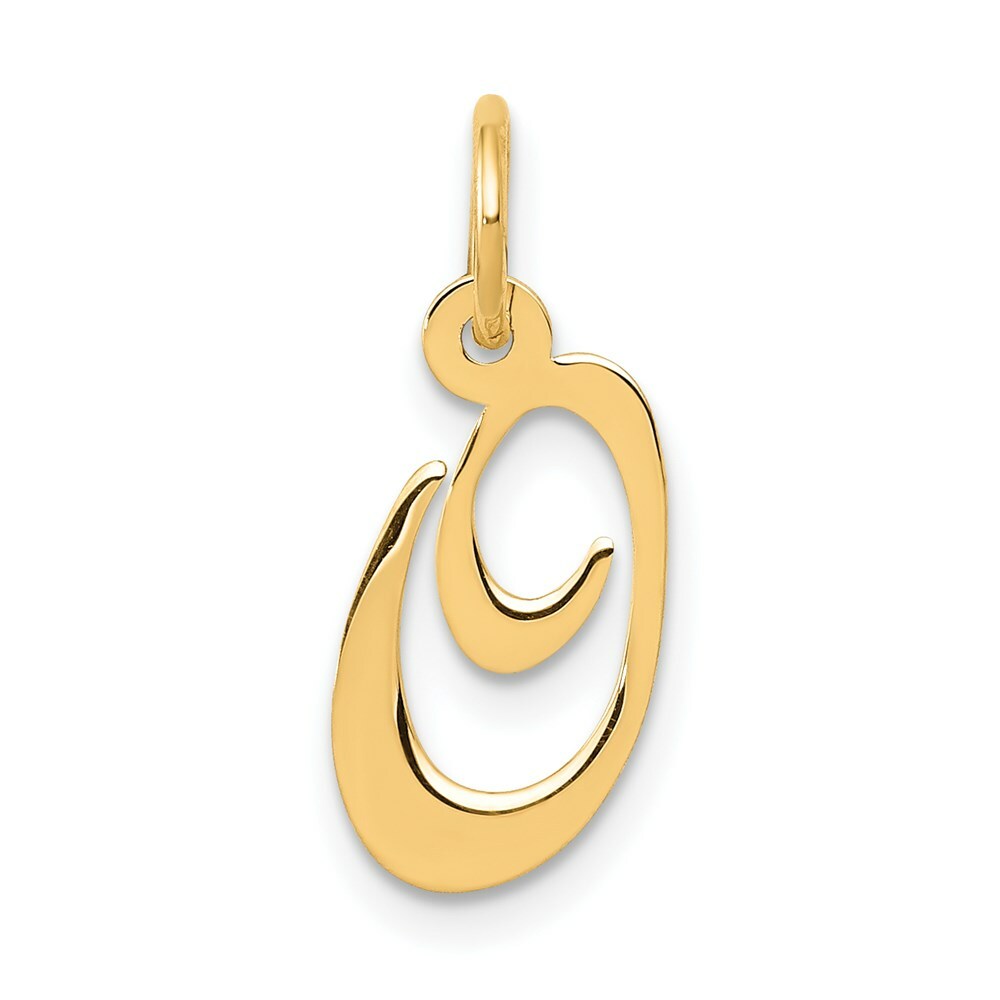 14K Yellow Gold Small Fancy Script Initial Letter O Charm