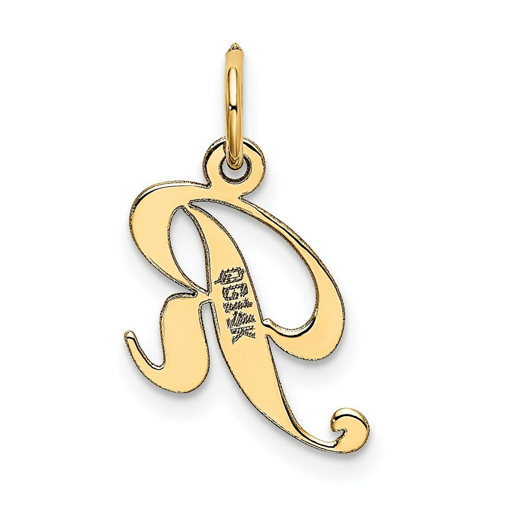 14K Yellow Gold Small Fancy Script Initial Letter R Charm