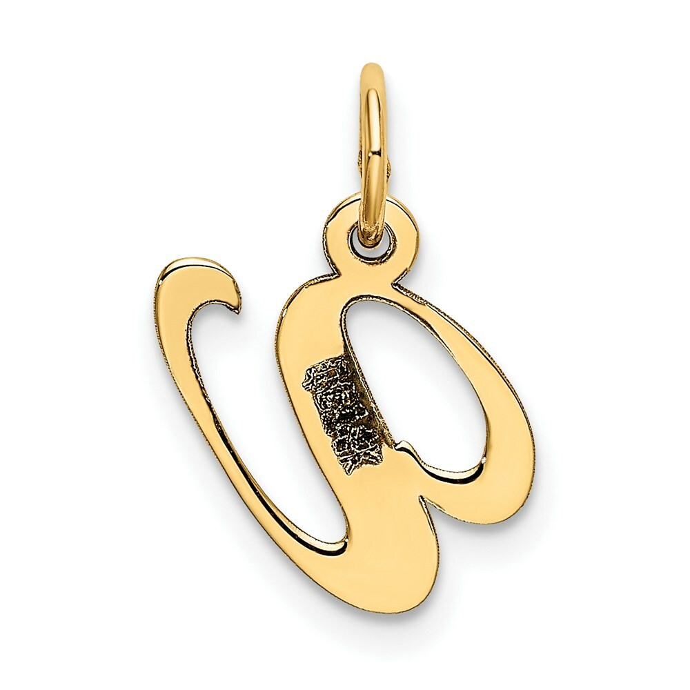 14K Yellow Gold Small Fancy Script Initial Letter V Charm