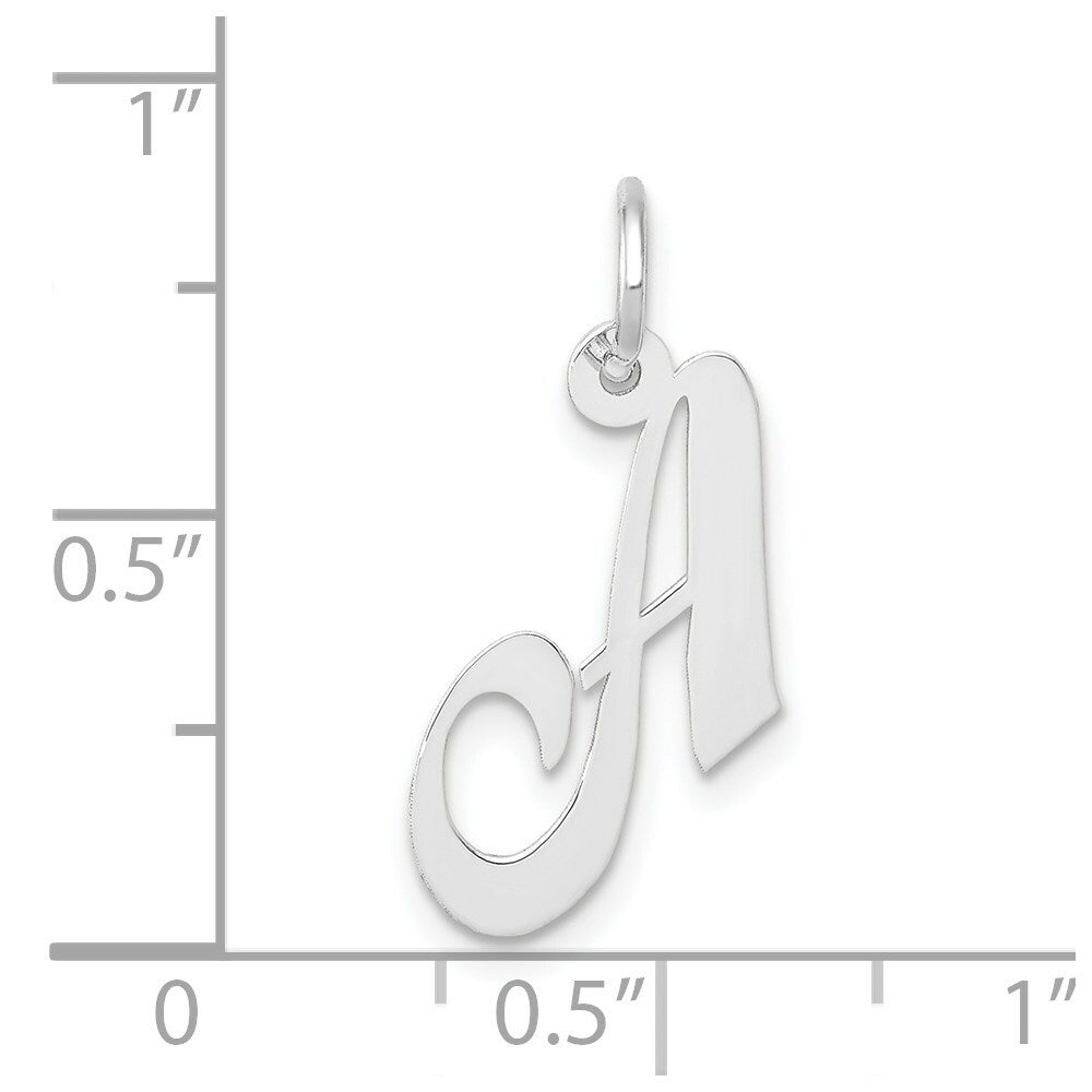 14K White Gold Small Fancy Script Initial Letter A Charm Pendant