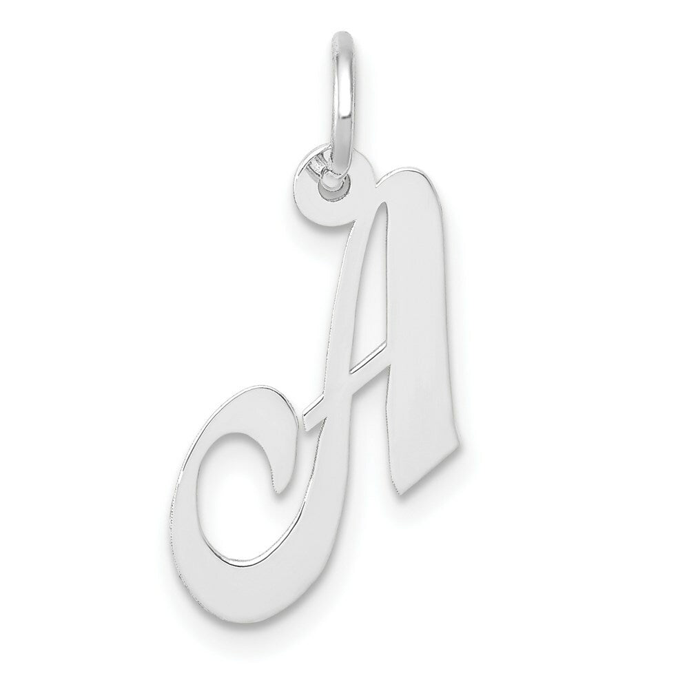 14K White Gold Small Fancy Script Initial Letter A Charm Pendant