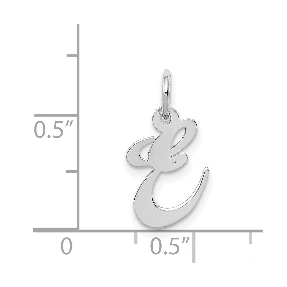 14K White Gold Small Fancy Script Initial Letter E Charm Pendant