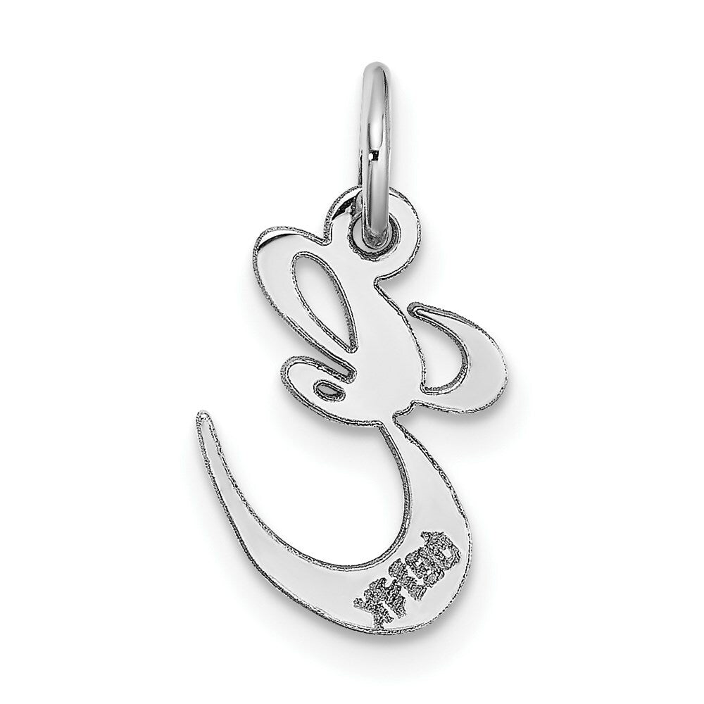14K White Gold Small Fancy Script Initial Letter E Charm Pendant