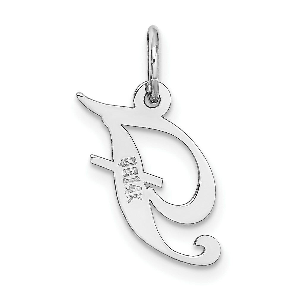 14K White Gold Small Fancy Script Initial Letter F Charm Pendant