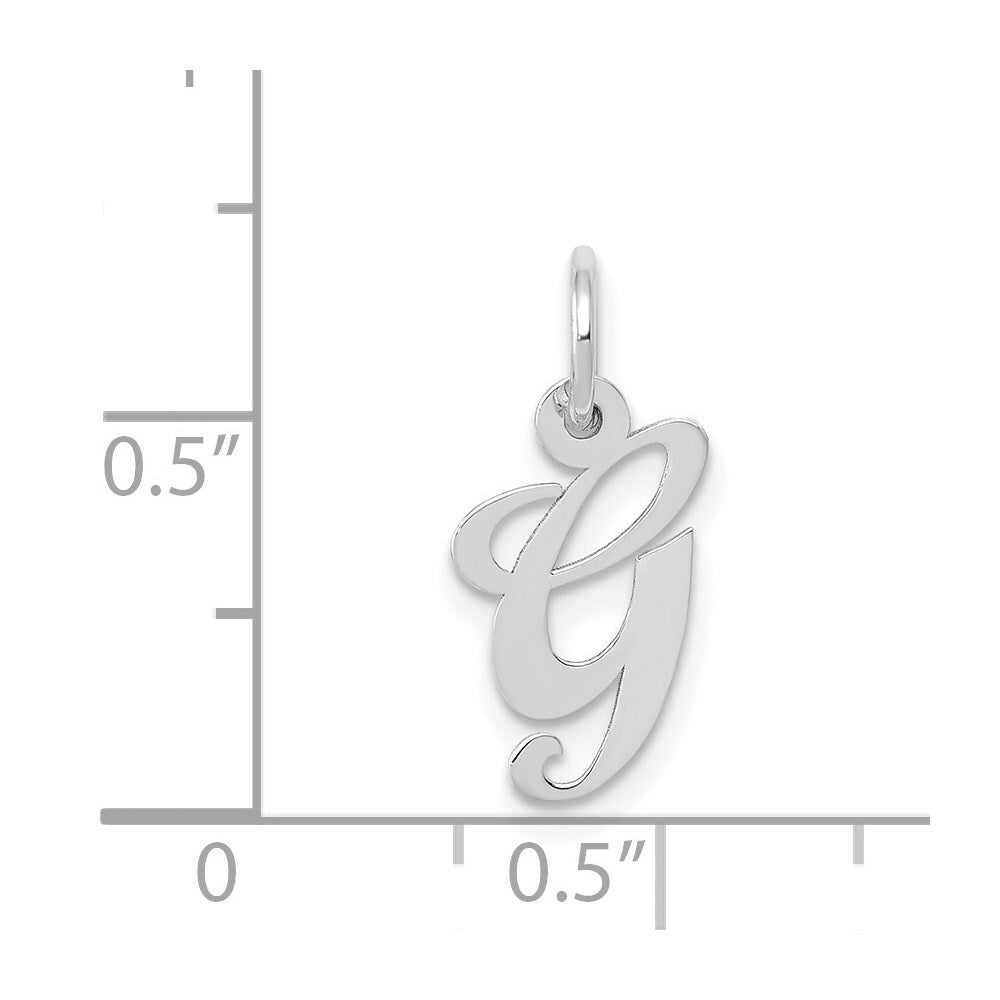 14K White Gold Small Fancy Script Initial Letter G Charm Pendant