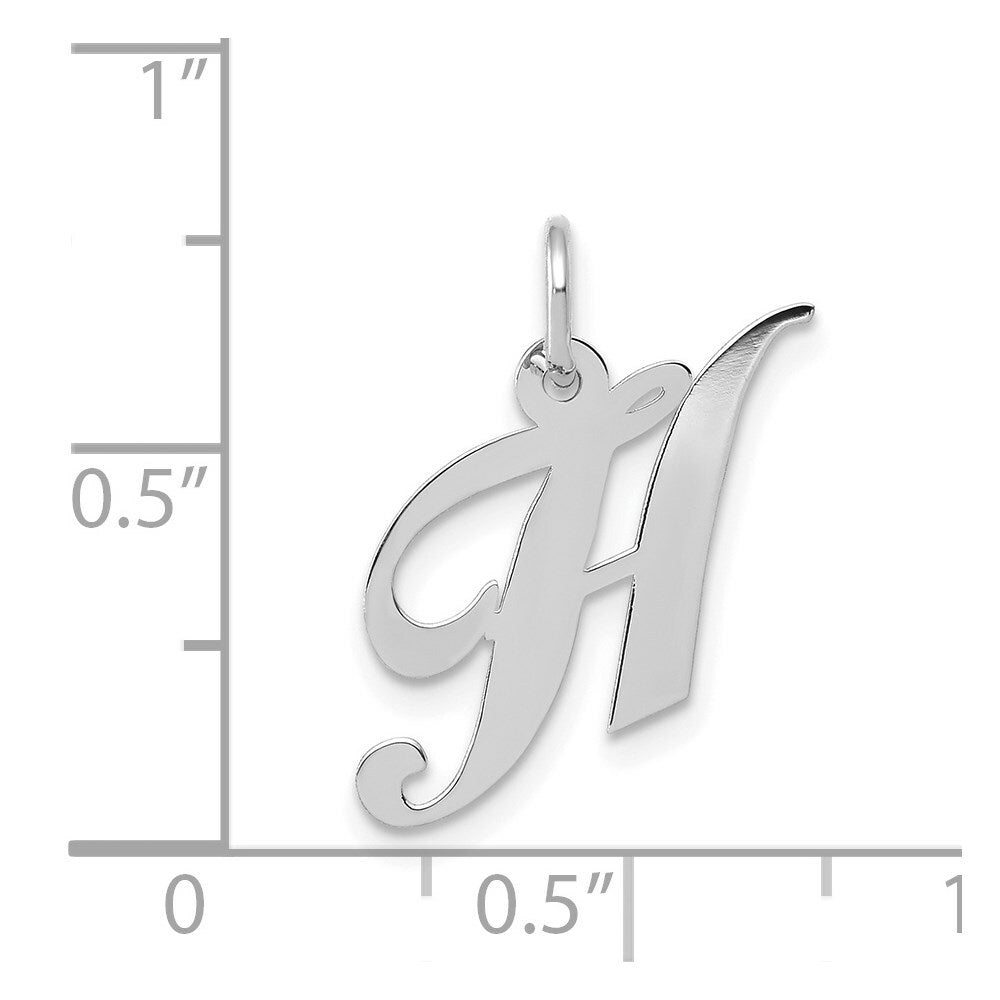 14K White Gold Small Fancy Script Initial Letter H Charm Pendant