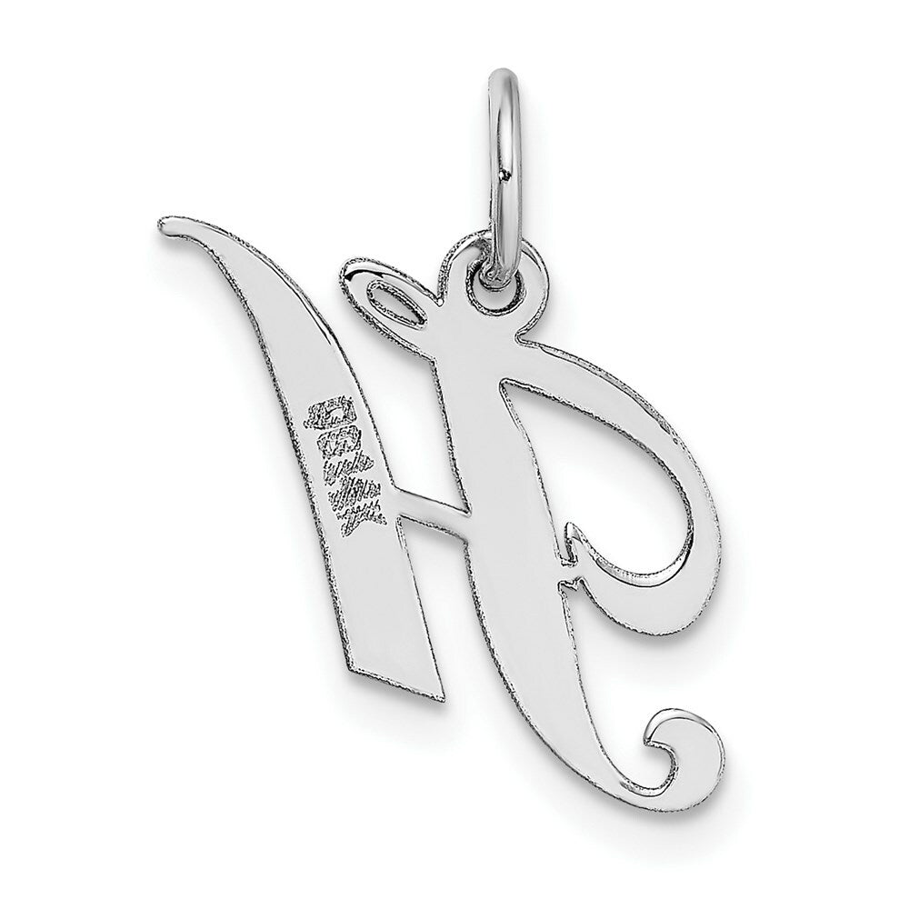 14K White Gold Small Fancy Script Initial Letter H Charm Pendant