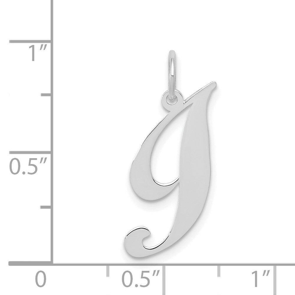 14K White Gold Small Fancy Script Initial Letter I Charm Pendant