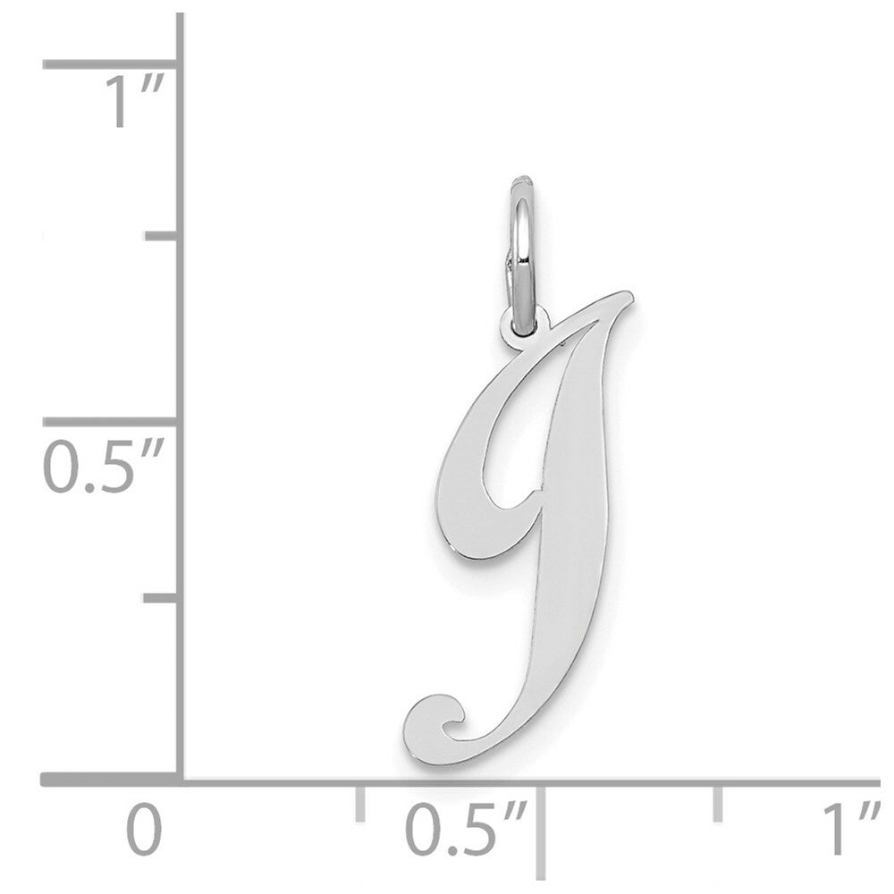 14K White Gold Small Fancy Script Initial Letter J Charm Pendant