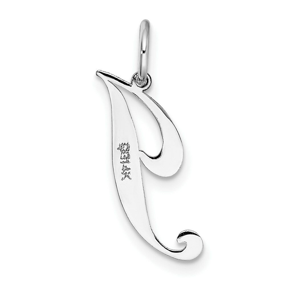 14K White Gold Small Fancy Script Initial Letter J Charm Pendant