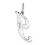 Load image into Gallery viewer, 14K White Gold Small Fancy Script Initial Letter J Charm Pendant
