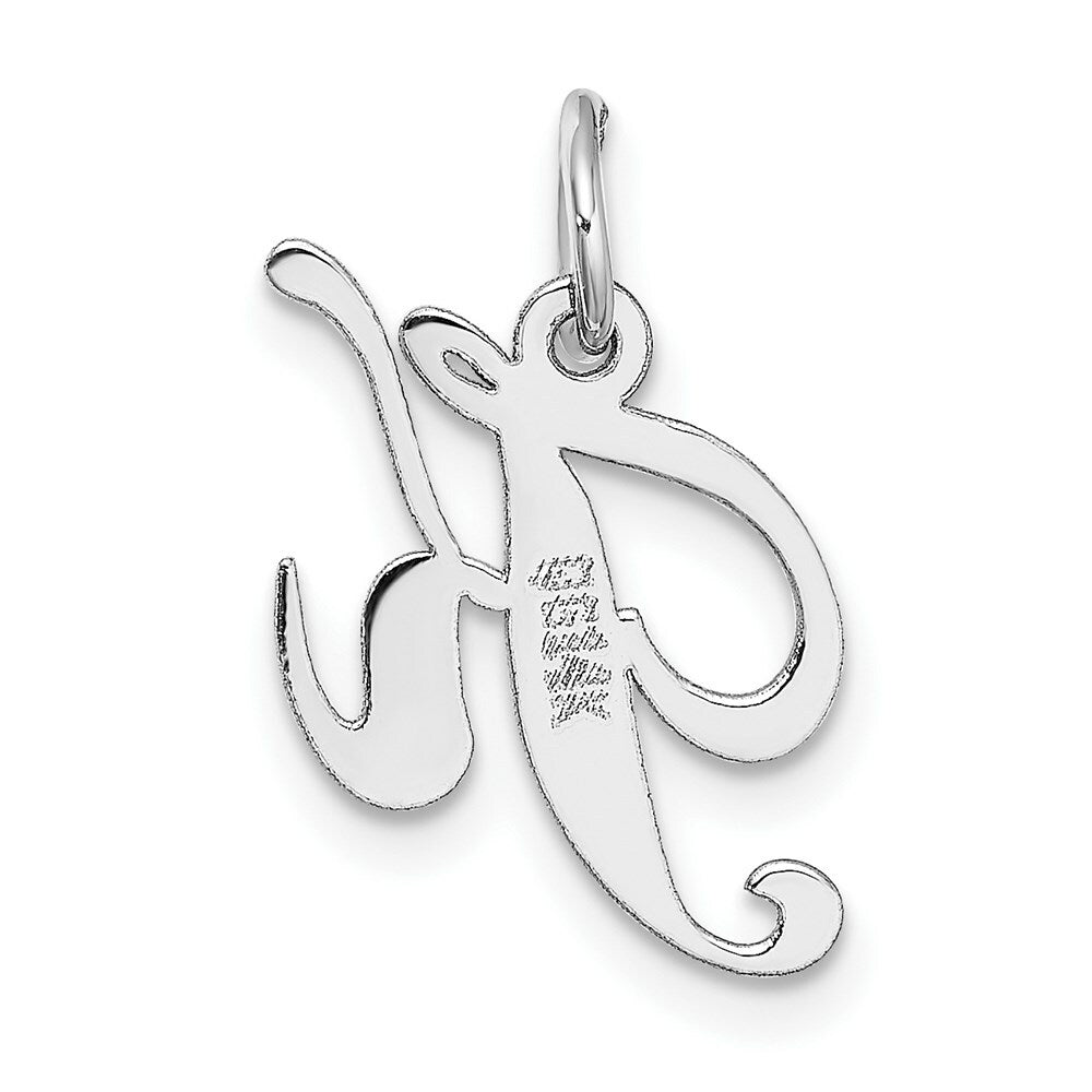 14K White Gold Small Fancy Script Initial Letter K Charm Pendant