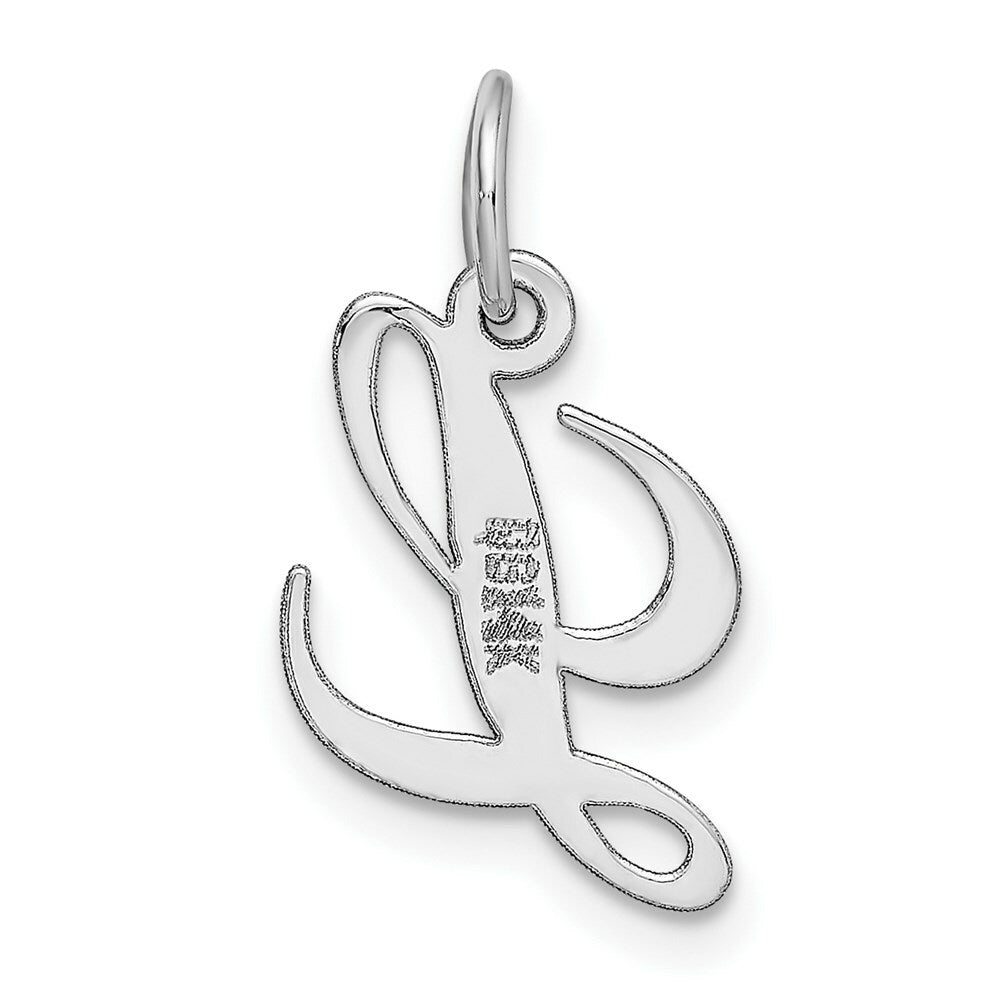 14K White Gold Small Fancy Script Initial Letter L Charm Pendant