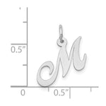 Load image into Gallery viewer, 14K White Gold Small Fancy Script Initial Letter M Charm Pendant
