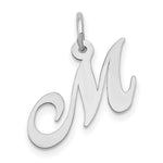 Load image into Gallery viewer, 14K White Gold Small Fancy Script Initial Letter M Charm Pendant
