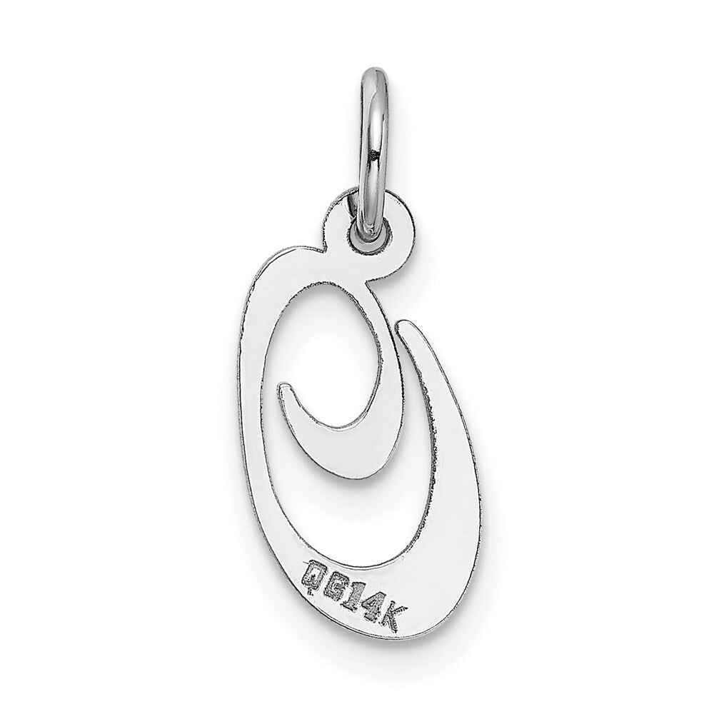 14K White Gold Small Fancy Script Initial Letter O Charm Pendant