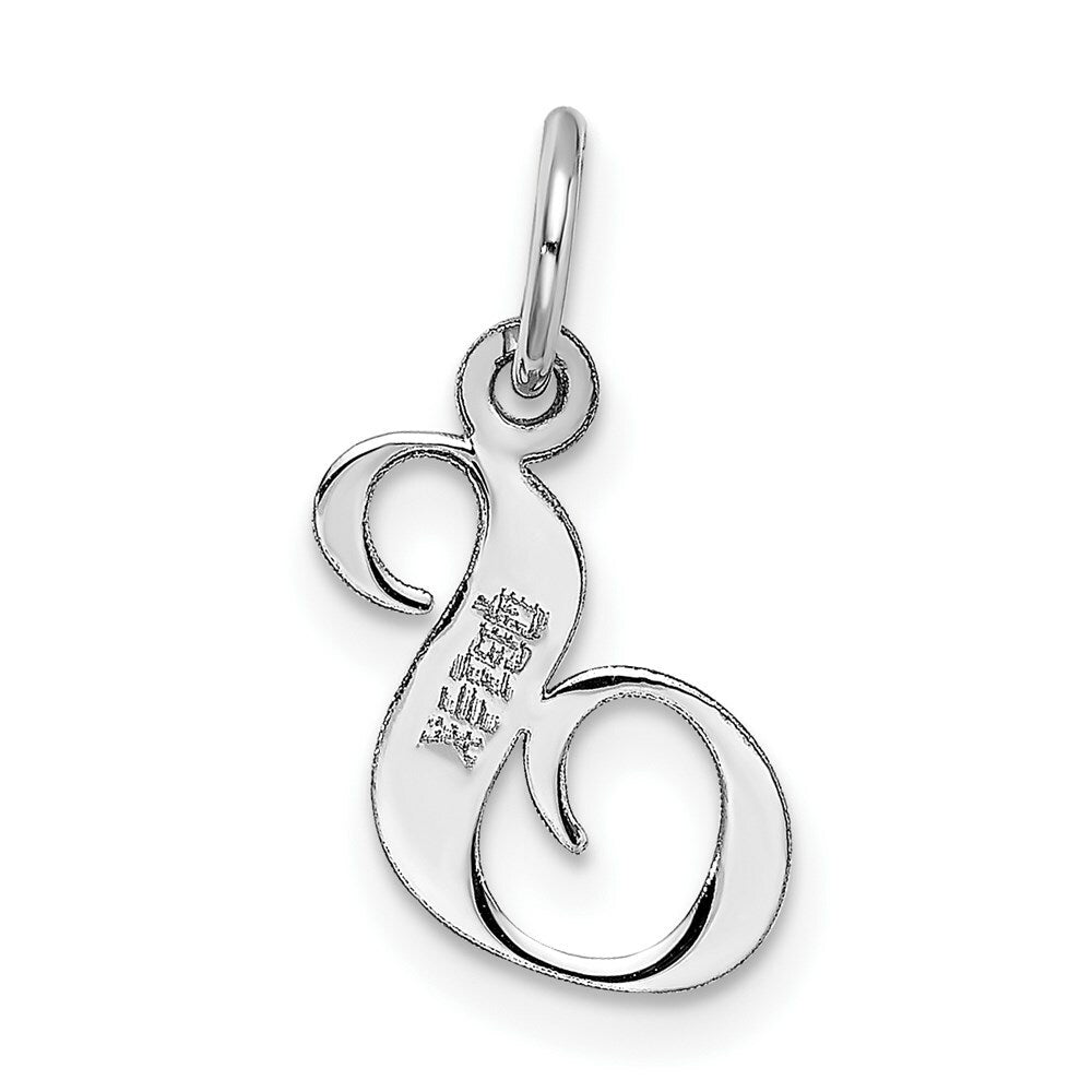 14K White Gold Small Fancy Script Initial Letter S Charm Pendant