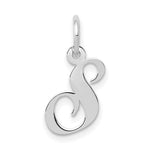 Load image into Gallery viewer, 14K White Gold Small Fancy Script Initial Letter S Charm Pendant
