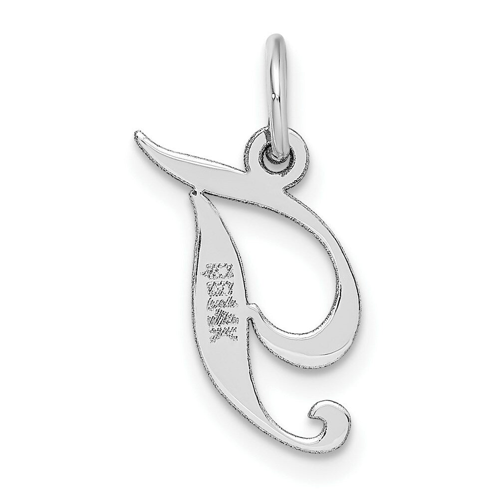 14K White Gold Small Fancy Script Initial Letter T Charm Pendant