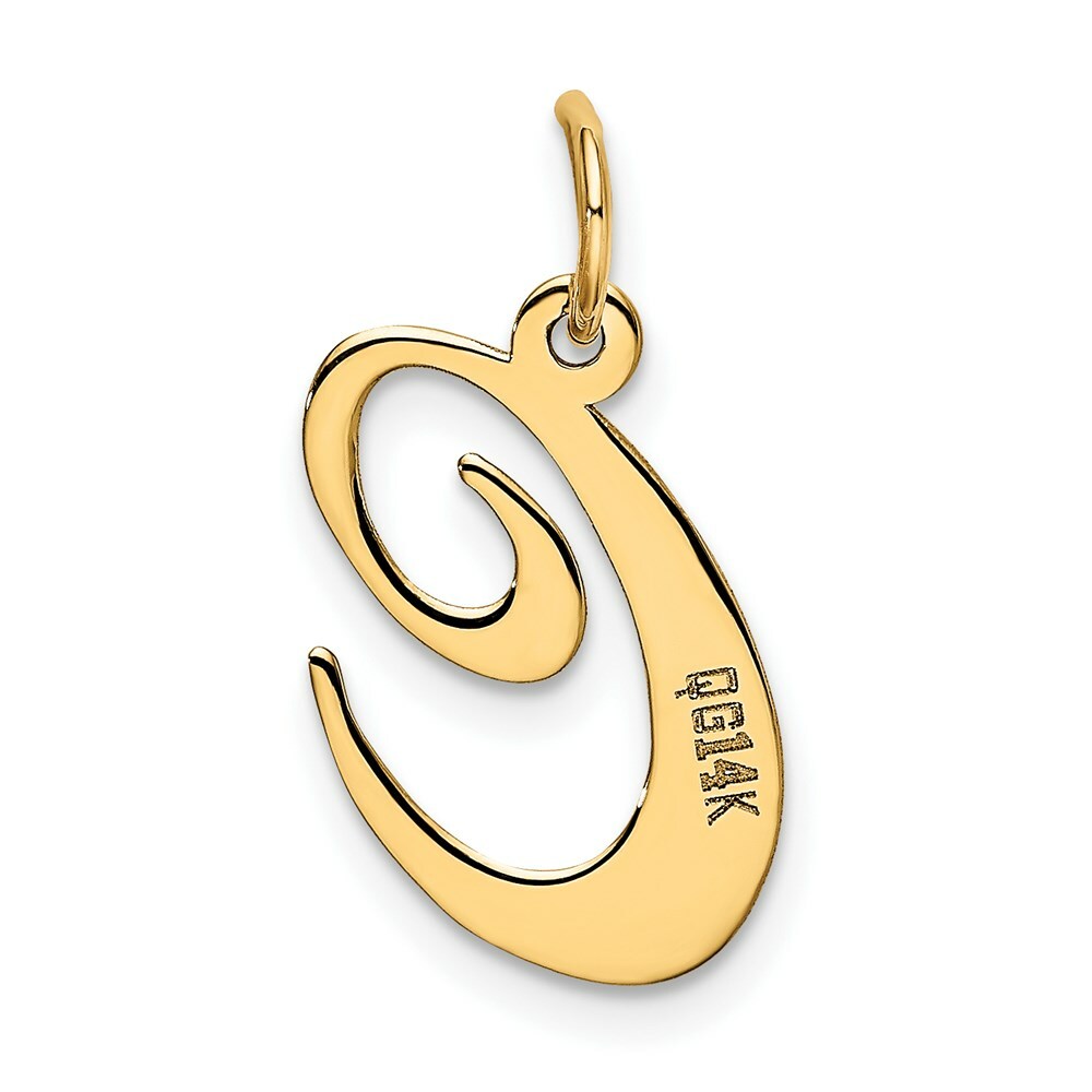 14K Yellow Gold Medium Fancy Script Initial Letter C Charm Pendant