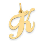 Load image into Gallery viewer, 14K Yellow Gold Medium Fancy Script Initial Letter K Charm Pendant
